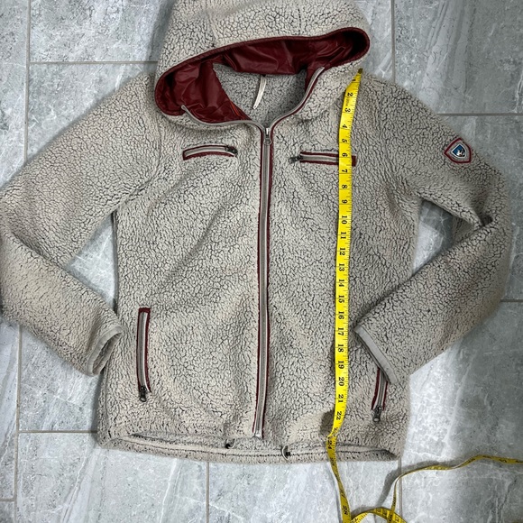 Kuhl Tan Teddy Bear Fleece Zip Up Jacket with Zip Pockets and Hood Size Medium - Picture 5 of 8